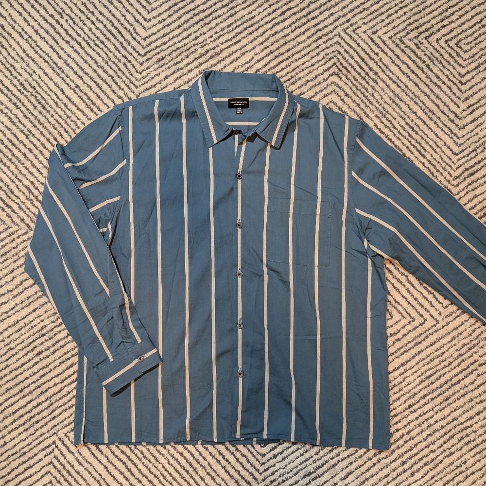 Club Monaco Blue Striped Casual Spring/SummerShirt